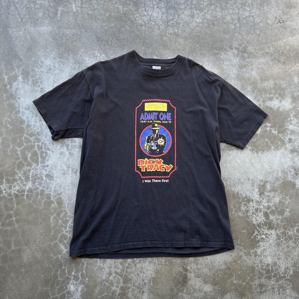 Vintage Dick Tracy Shirt Mens XL Black Graphic Movie Promo I Was There First 90s